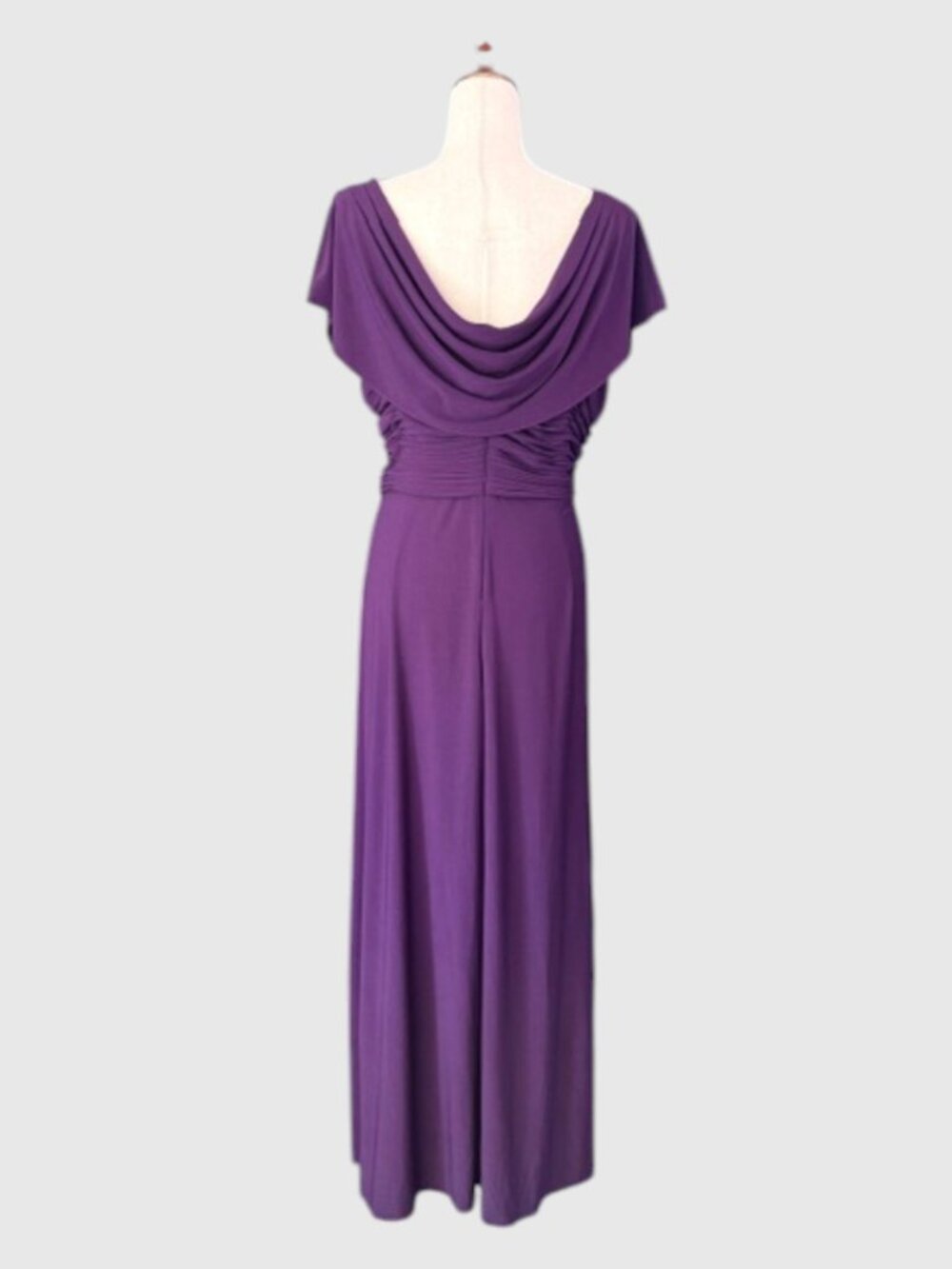 Alex Evenings Celeste Matte Jersey Cowl-Neck A-Line Gown Eggplant Plus 20W EUC - Picture 7 of 11